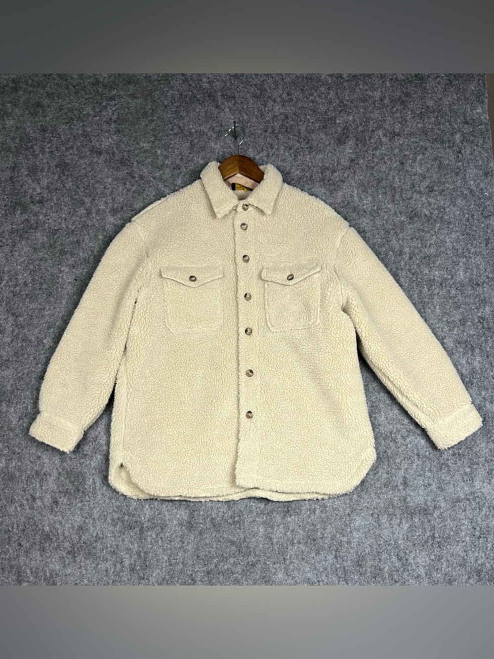 Ralph Lauren Oversize Faux Shearling Shirt Jacket in Spring Beige Size Small